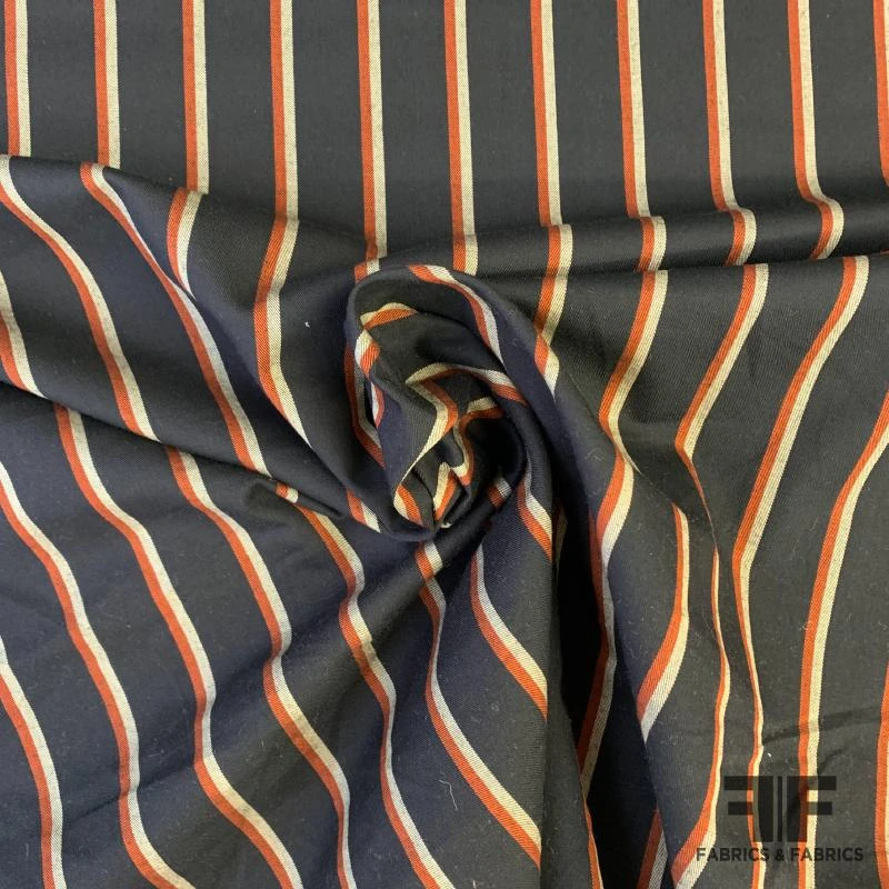 Striped Cotton Twill - Navy/Red/White 3 Striped Cotton Twill - Navy/Red/White