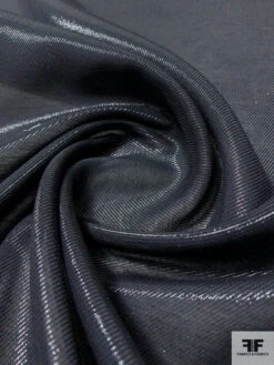 Italian Twill Woven Sheer Lamé - Midnight Navy