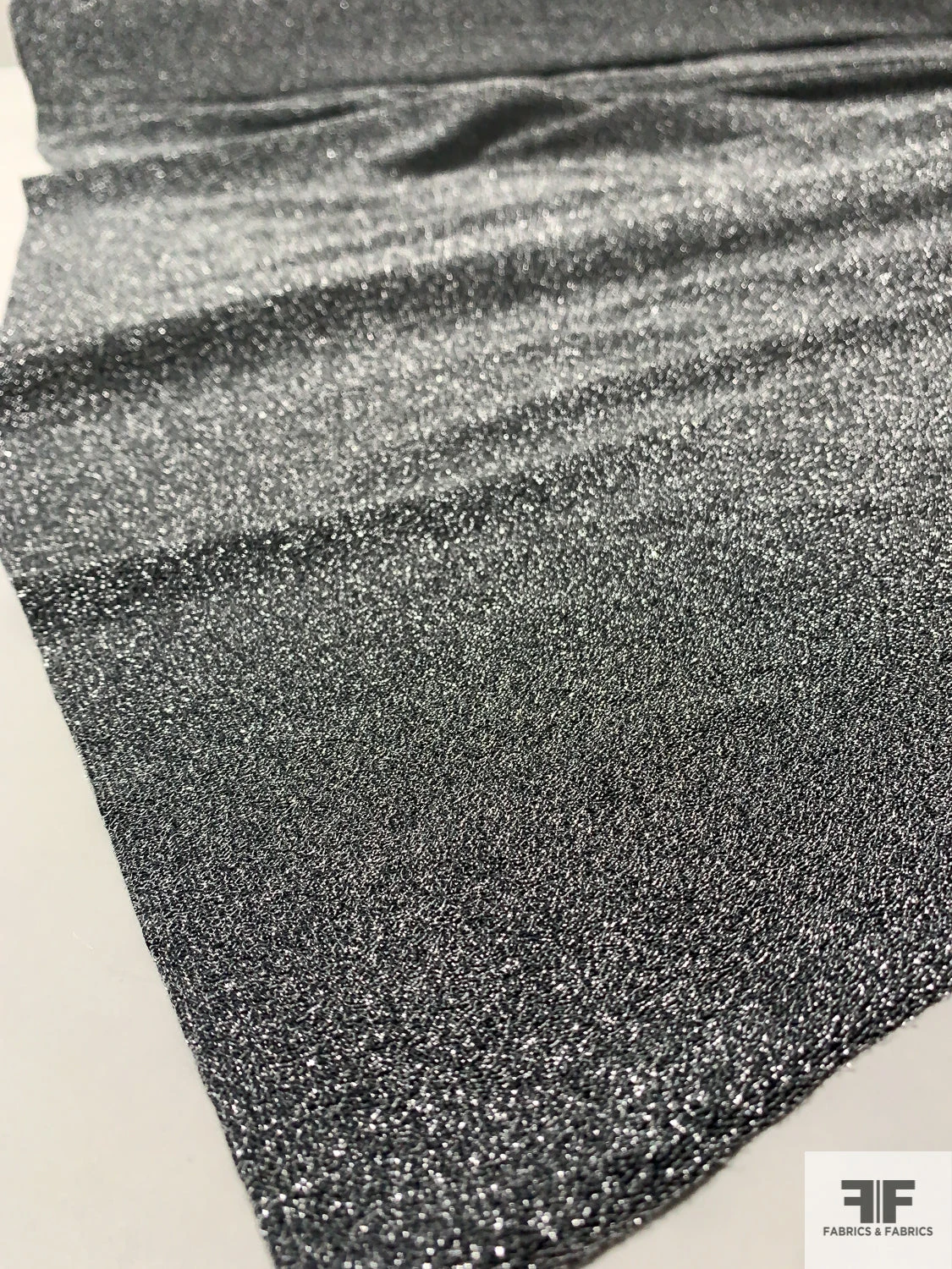 Metallic Stretch Poly Lurex Knit - Silver/Black 4 Metallic Stretch Poly Lurex Knit - Silver/Black - Image 2