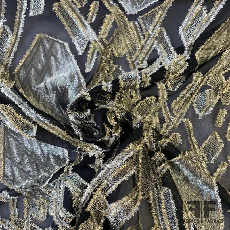 Ralph Lauren Geometric Art Deco Fil Coupé Silk Lamé - Bronze/Black 5 Ralph Lauren Geometric Art Deco Fil Coupé Silk Lamé - Bronze/Black - Image 3