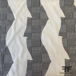 Italian Double-Sided Houndstooth Glen Plaid Cotton Suiting - Black/Off-White -Fabrics And Fabrics Store 6741