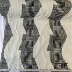 Italian Double-Sided Houndstooth Glen Plaid Cotton Suiting - Black/Off-White -Fabrics And Fabrics Store 6741 cp 1