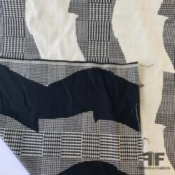 Italian Double-Sided Houndstooth Glen Plaid Cotton Suiting - Black/Off-White -Fabrics And Fabrics Store 6741 cp 5