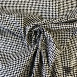 Italian Metallic Houndstooth Stretch Cotton Suiting - Black/Pale Nude