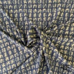 Geometric Stretch Silk Crepe De Chine - Navy/Taupe 6 Geometric Stretch Silk Crepe De Chine - Navy/Taupe -Fabrics And Fabrics Store 6773 cdc 3