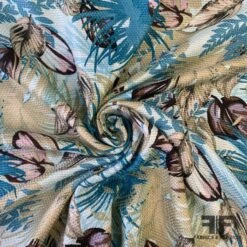 Floral Basketweave Silk Suiting - Green/Blue