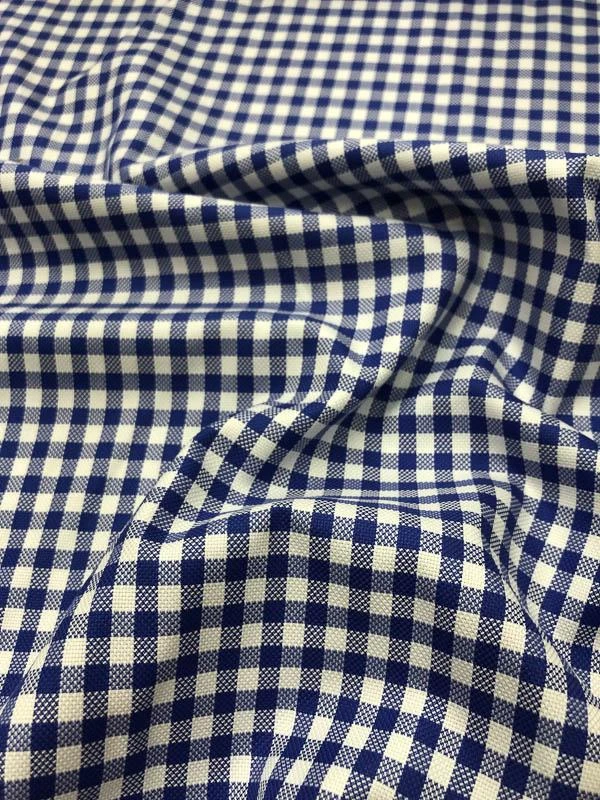 Italian Small Gingham Check Yarn Dyed Cotton Shirting - Blue / White 3 Italian Small Gingham Check Yarn Dyed Cotton Shirting - Blue / White