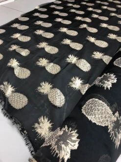Christian Siriano Novelty Metallic Pineapple Fil Coupé Poly Organza - Black / Gold -Fabrics And Fabrics Store 7112 2