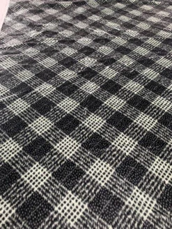 French Diagonal Glen Plaid High-Pile Velvet - Black / Sage