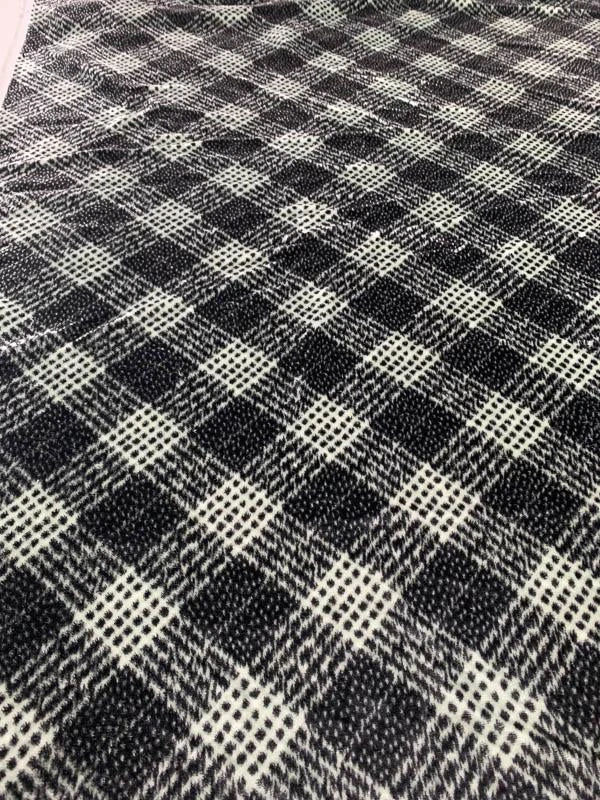 French Diagonal Glen Plaid High-Pile Velvet - Black / Sage 3 French Diagonal Glen Plaid High-Pile Velvet - Black / Sage