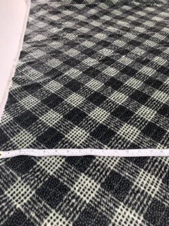 French Diagonal Glen Plaid High-Pile Velvet - Black / Sage 10 French Diagonal Glen Plaid High-Pile Velvet - Black / Sage -Fabrics And Fabrics Store 7167 4