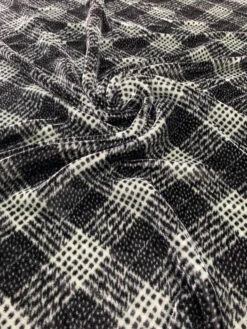 French Diagonal Glen Plaid High-Pile Velvet - Black / Sage 11 French Diagonal Glen Plaid High-Pile Velvet - Black / Sage -Fabrics And Fabrics Store 7167 5