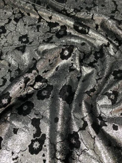 Metallic Floral Cut Panné Velvet - Silver / Black 11 Metallic Floral Cut Panné Velvet - Silver / Black -Fabrics And Fabrics Store 7181 1
