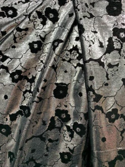 Metallic Floral Cut Panné Velvet - Silver / Black 14 Metallic Floral Cut Panné Velvet - Silver / Black -Fabrics And Fabrics Store 7181 5 2