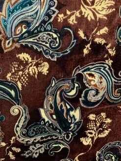 Victorian Paisley Printed Velvet - Brick Red / Teal / Butter Yellow 13 Victorian Paisley Printed Velvet - Brick Red / Teal / Butter Yellow -Fabrics And Fabrics Store 7185 1