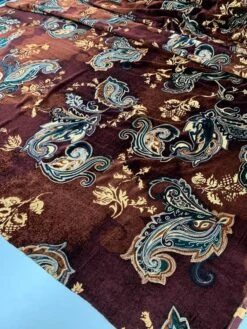 Victorian Paisley Printed Velvet - Brick Red / Teal / Butter Yellow 15 Victorian Paisley Printed Velvet - Brick Red / Teal / Butter Yellow -Fabrics And Fabrics Store 7185 2