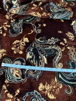 Victorian Paisley Printed Velvet - Brick Red / Teal / Butter Yellow 14 Victorian Paisley Printed Velvet - Brick Red / Teal / Butter Yellow -Fabrics And Fabrics Store 7185 4