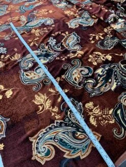 Victorian Paisley Printed Velvet - Brick Red / Teal / Butter Yellow 12 Victorian Paisley Printed Velvet - Brick Red / Teal / Butter Yellow -Fabrics And Fabrics Store 7185 5