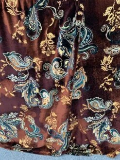Victorian Paisley Printed Velvet - Brick Red / Teal / Butter Yellow 11 Victorian Paisley Printed Velvet - Brick Red / Teal / Butter Yellow -Fabrics And Fabrics Store 7185 8