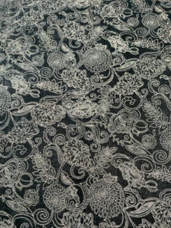 Italian Metallic Ornate Floral Cut Velvet - Grey / Silver