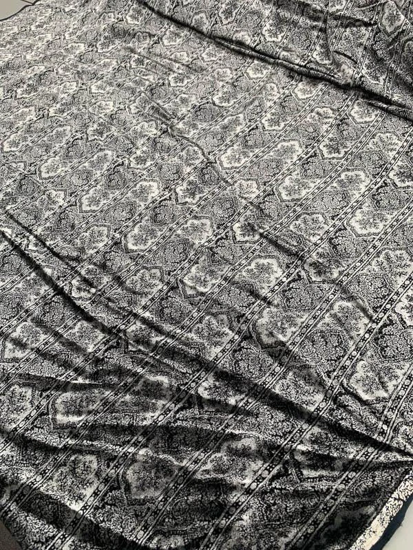 Persian Arches Striped Printed Velvet - Silver / Black 4 Persian Arches Striped Printed Velvet - Silver / Black - Image 2