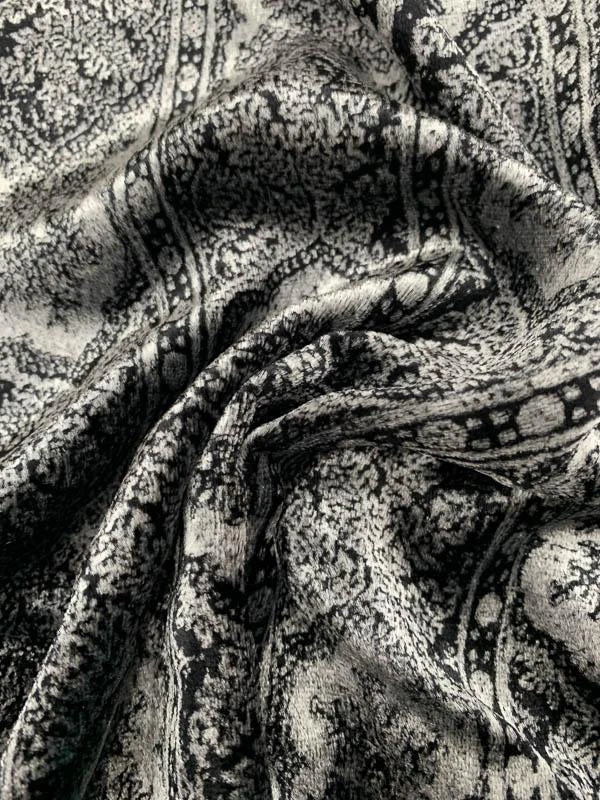 Persian Arches Striped Printed Velvet - Silver / Black 6 Persian Arches Striped Printed Velvet - Silver / Black - Image 4