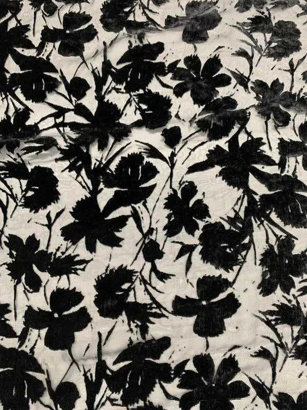 Wild Flower Cut Velvet - Black 3 Wild Flower Cut Velvet - Black