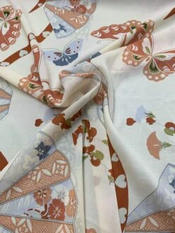 Butterfly & Fans Printed Stretch Silk Georgette - Tan / Rust / Multicolor 7 Butterfly & Fans Printed Stretch Silk Georgette - Tan / Rust / Multicolor -Fabrics And Fabrics Store 7204 2