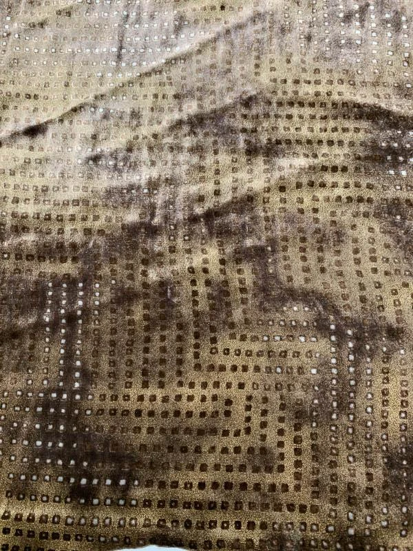 Geometric Embossed-Look Printed Velvet - Mocha Brown 5 Geometric Embossed-Look Printed Velvet - Mocha Brown - Image 3