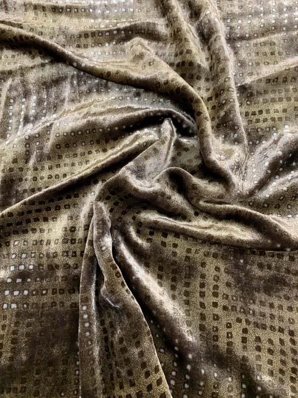Geometric Embossed-Look Printed Velvet - Mocha Brown 3 Geometric Embossed-Look Printed Velvet - Mocha Brown