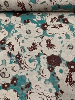 Italian Heavy-Weight Floral Fil Coupé Novelty Brocade - Grey / Teal / Plum