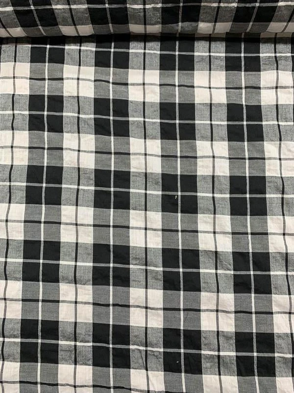Plaid Cotton Shirting - Black / White 3 Plaid Cotton Shirting - Black / White