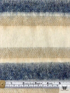 Italian Striped Mohair Wool-Like Coating - Ivory / Tan / Navy -Fabrics And Fabrics Store 7521v 5