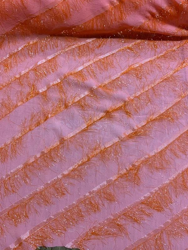 J Mendel Diagonal Lurex-Fringed Novelty - Coral 8 J Mendel Diagonal Lurex-Fringed Novelty - Coral - Image 6