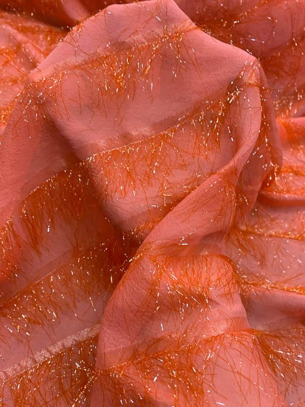 J Mendel Diagonal Lurex-Fringed Novelty - Coral 4 J Mendel Diagonal Lurex-Fringed Novelty - Coral - Image 2