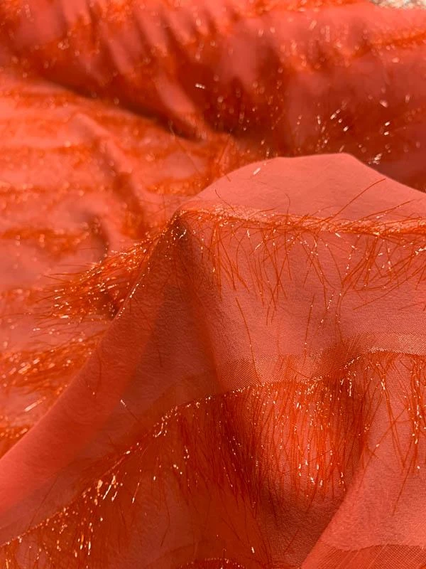 J Mendel Diagonal Lurex-Fringed Novelty - Coral 6 J Mendel Diagonal Lurex-Fringed Novelty - Coral - Image 4