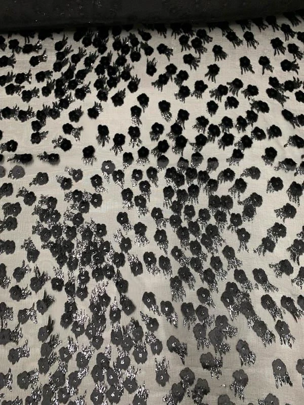 French Polka Dot Floral Metallic Burnout Velvet - Black 6 French Polka Dot Floral Metallic Burnout Velvet - Black - Image 4
