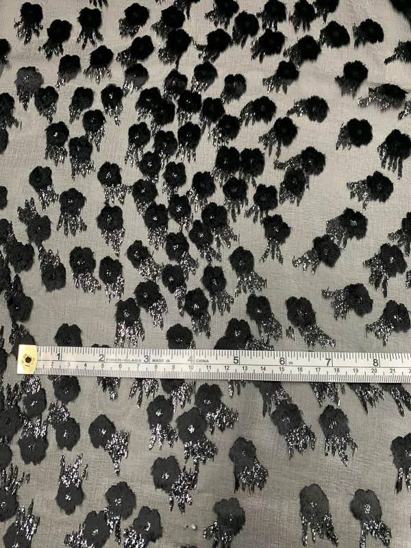 French Polka Dot Floral Metallic Burnout Velvet - Black 7 French Polka Dot Floral Metallic Burnout Velvet - Black - Image 5