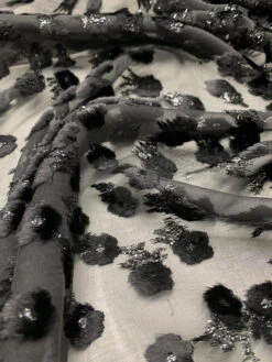 French Polka Dot Floral Metallic Burnout Velvet - Black 15 French Polka Dot Floral Metallic Burnout Velvet - Black -Fabrics And Fabrics Store 7626 6