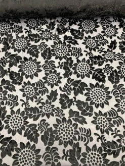Floral Burnout Velvet - Black
