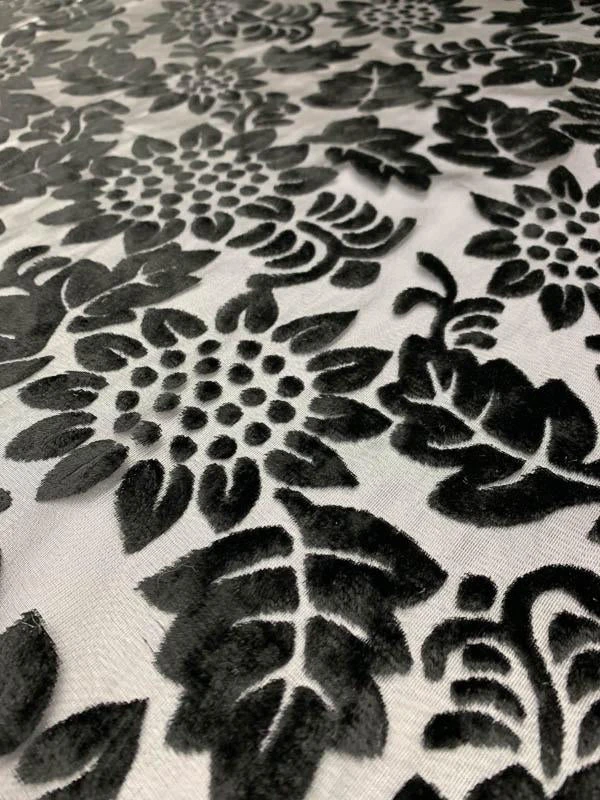 Floral Burnout Velvet - Black 8 Floral Burnout Velvet - Black - Image 6