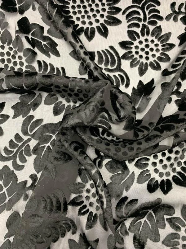 Floral Burnout Velvet - Black 6 Floral Burnout Velvet - Black - Image 4
