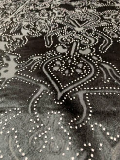 Abstract Damask-Style Flocked Velvet - Black / White -Fabrics And Fabrics Store 7638 3