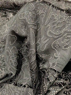 Abstract Damask-Style Flocked Velvet - Black / White -Fabrics And Fabrics Store 7638 4