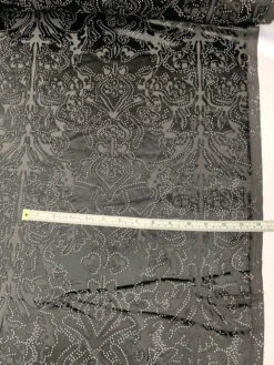 Abstract Damask-Style Flocked Velvet - Black / White -Fabrics And Fabrics Store 7638 6