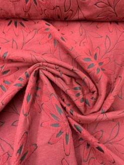 Woven Floral Burnout-Like Wool Suiting - Burgundy / Black -Fabrics And Fabrics Store 7671 11