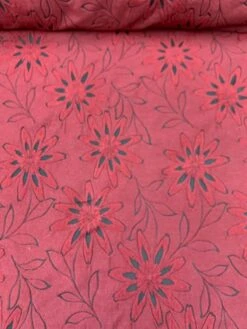 Woven Floral Burnout-Like Wool Suiting - Burgundy / Black