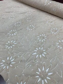 Woven Floral Burnout-Like Wool Suiting - Tan / Ivory -Fabrics And Fabrics Store 7673 2