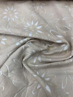 Woven Floral Burnout-Like Wool Suiting - Tan / Ivory -Fabrics And Fabrics Store 7673 4