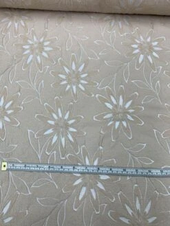 Woven Floral Burnout-Like Wool Suiting - Tan / Ivory -Fabrics And Fabrics Store 7673 6